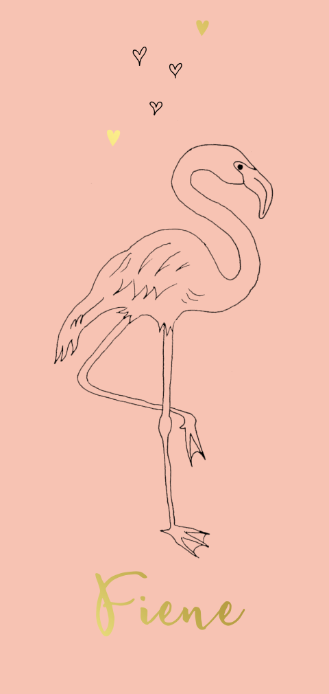 Geboortekaartje meisje flamingo foliedruk