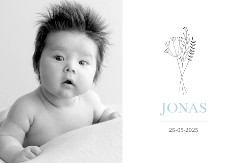 Geboortekaartje foto boeket illustratie jongen