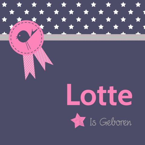 Lief paars met roze kaartje voor een meisje