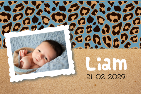 Geboortekaartje luipaardprint jongen