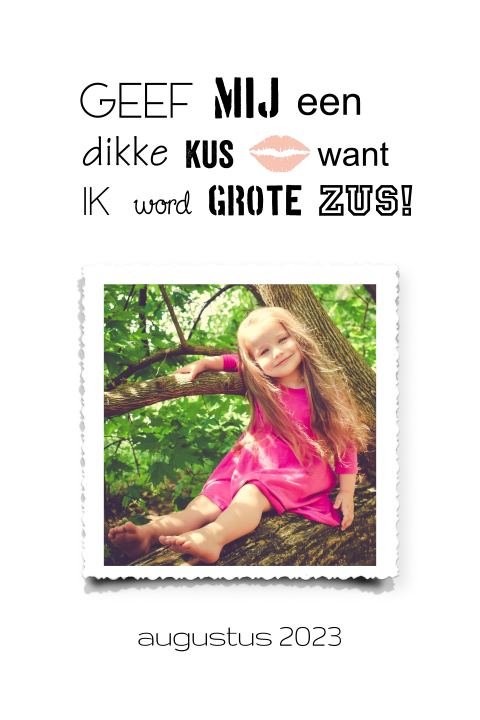 Geboorteaankondiging grote zus zwanger