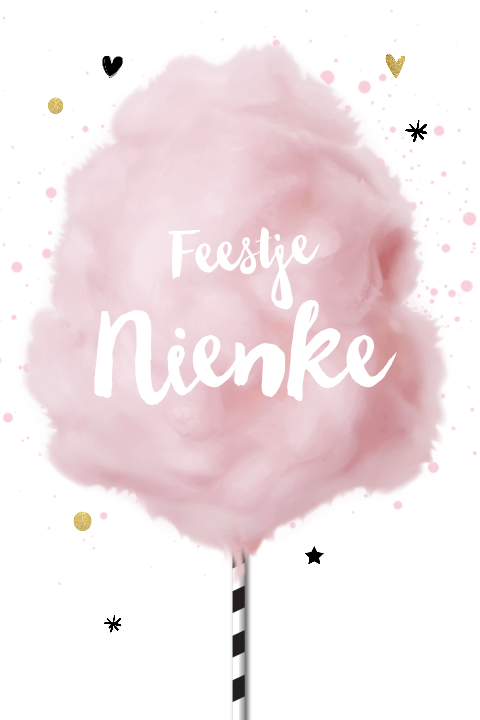 Roze suikerspin uitnodiging verjaardag meisje