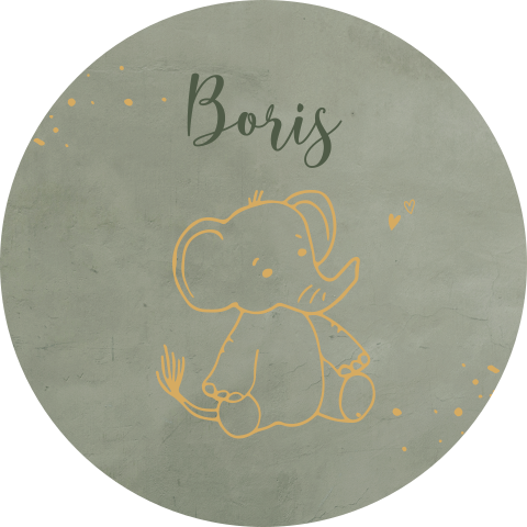 Sticker groen gekleurde achtergrond en olifant