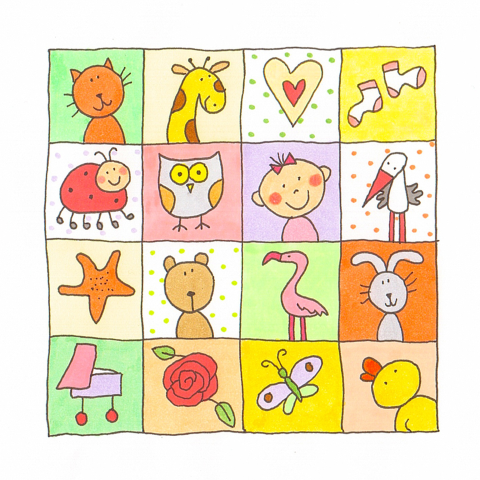 Schattig getekend kaartje met illustraties
