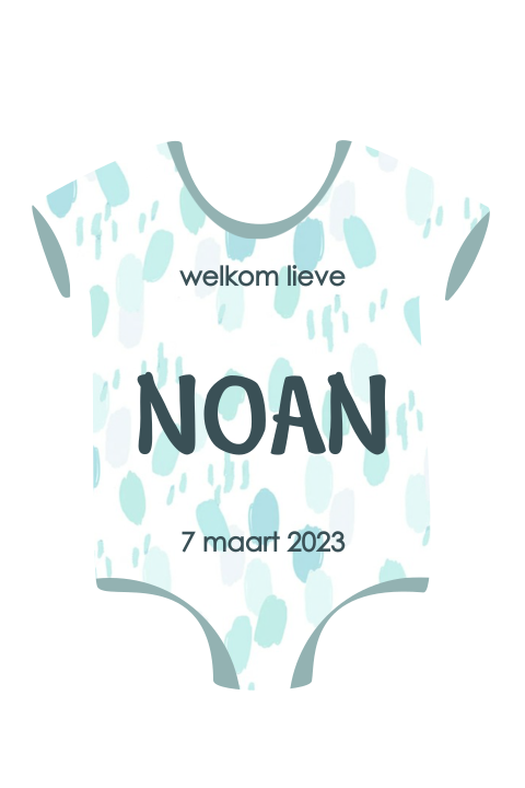 Geboortekaartje vorm romper jongen