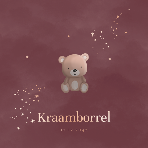 Uitnodiging kraamfeest winterliefde voor een meisje met beertje