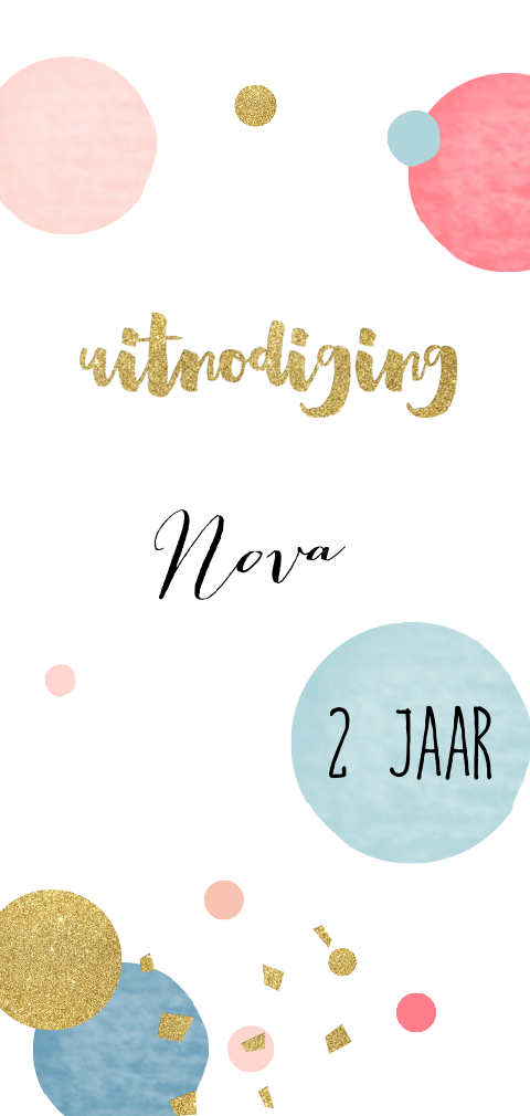 Uitnodiging 2e verjaardag meisje confetti