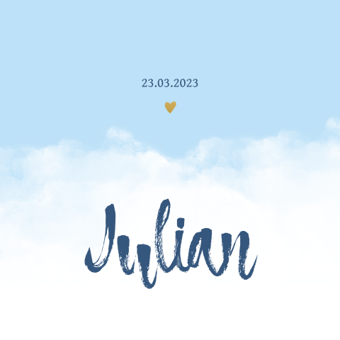 Geboortekaartje wolken hartje jongen