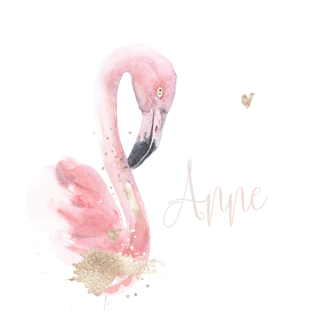 Poster met flamingo in glitterlook