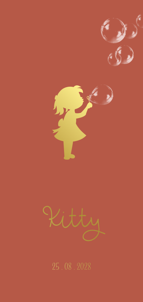 Lief silhouet geboortekaartje meisje bellenblaas