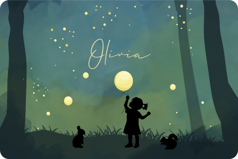 Memorybox winterliefde met silhouet van meisje in het bos