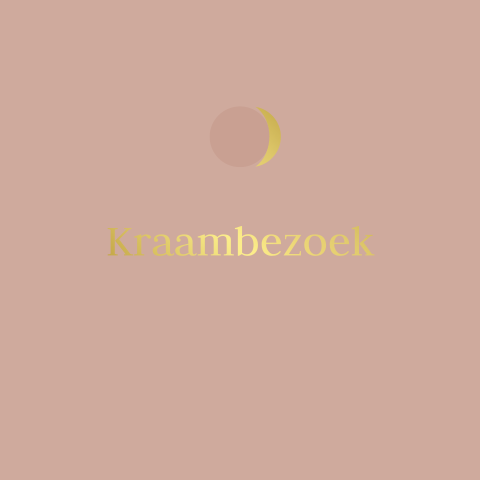 Roze kraamborrelkaartje met een gouden naam
