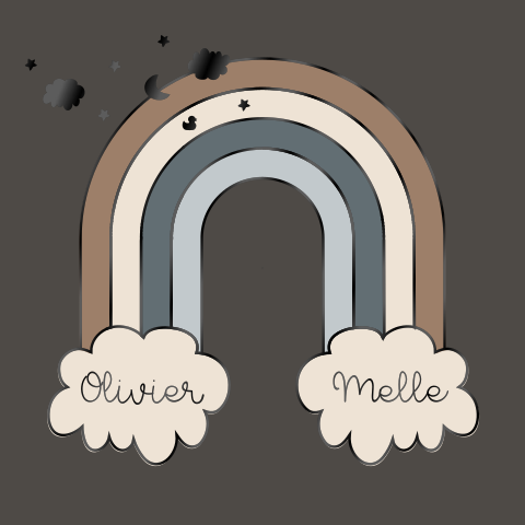 Modern zwartfolie regenboog geboortekaartje tweeling