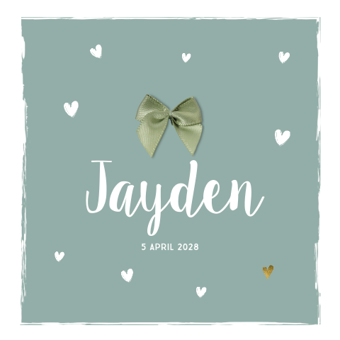 Klassiek jongens geboortekaartje met echt strikje