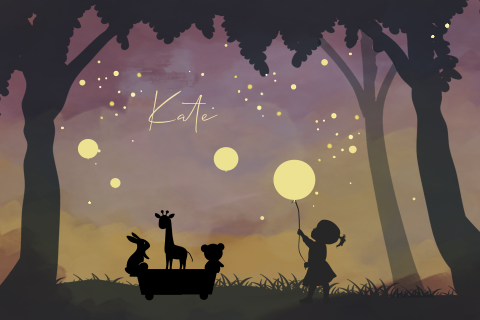 Memorybox winterliefde silhouet meisje met ballon in het bos