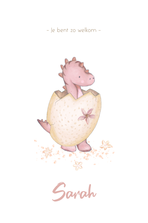 Tof meisjeskaartje met een lieve illustratie draakje ei