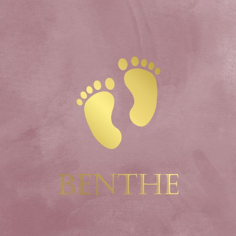 Geboortekaartje meisje met goudfolie baby voetjes