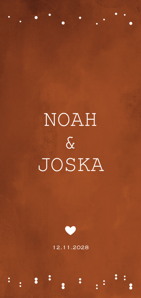 Hip cognac velvet look tweeling geboortekaartje