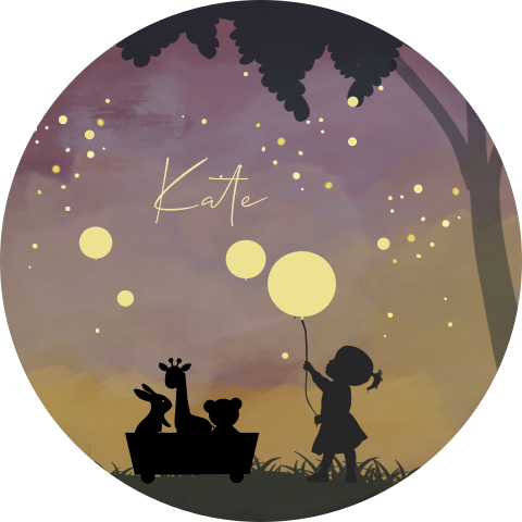 Sticker winterliefde silhouet meisje met ballon in het bos