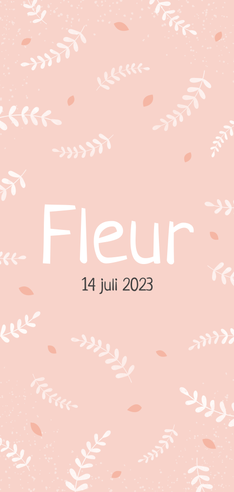 Roze geboortekaartje takjes meisje