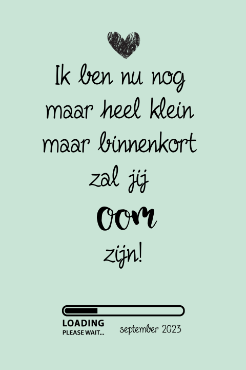 Zwangerschapsaankondiging oom in groen