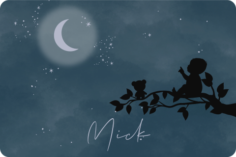 Memorybox winterliefde jongen op tak met maan en sterren