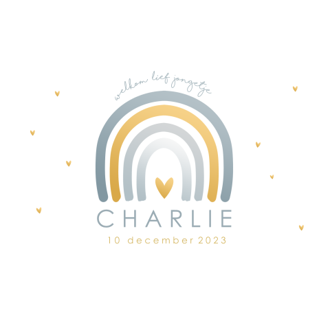 Geboortekaartje baby jongen regenboog herfsttinten