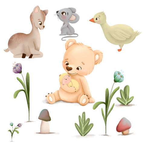 Muurstickers met lieve bosdiertjes