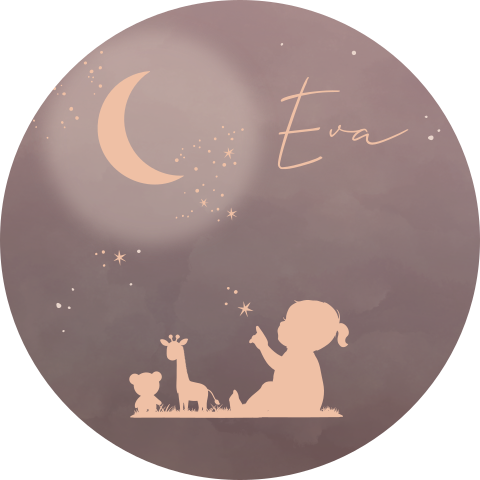 Raamsticker winterliefde voor een meisje met maan en sterren