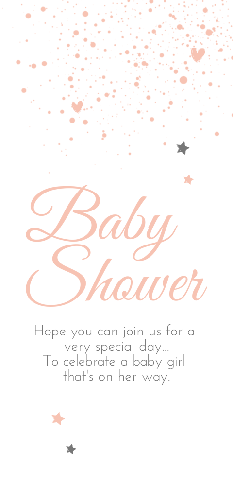 Lieve uitnodiging babyshower met roze hartjes