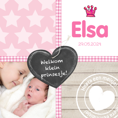 Stoer geboortekaartje voor een meisje