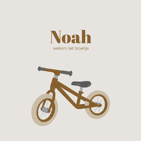 Geboortekaartje jongen met loop fiets