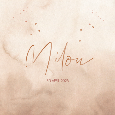 Geboortekaartje voor meisje met watercolor en takje