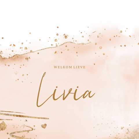 Hip geboortekaartje meisje roze waterverf