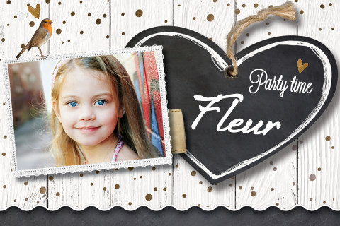 Uitnodiging kinderfeestje met foto en hart