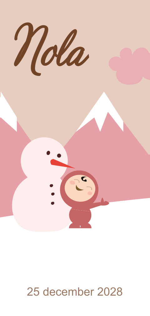 Geboortekaartje meisje bergen sneeuw