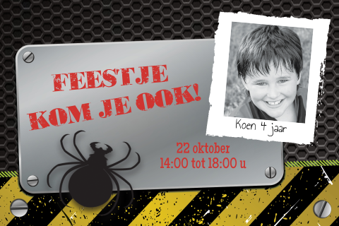 Stoer kinderfeestje uitnodiging jongetje met foto