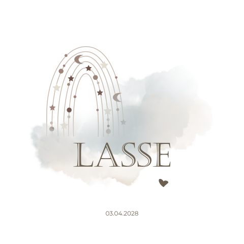 Regenboog waterverf geboortekaartje jongen