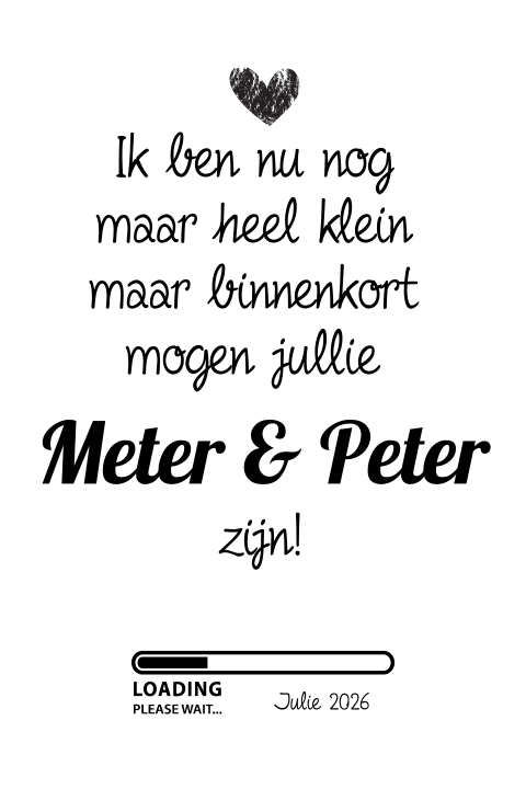 Zwangerschapsaankondiging meter en peter