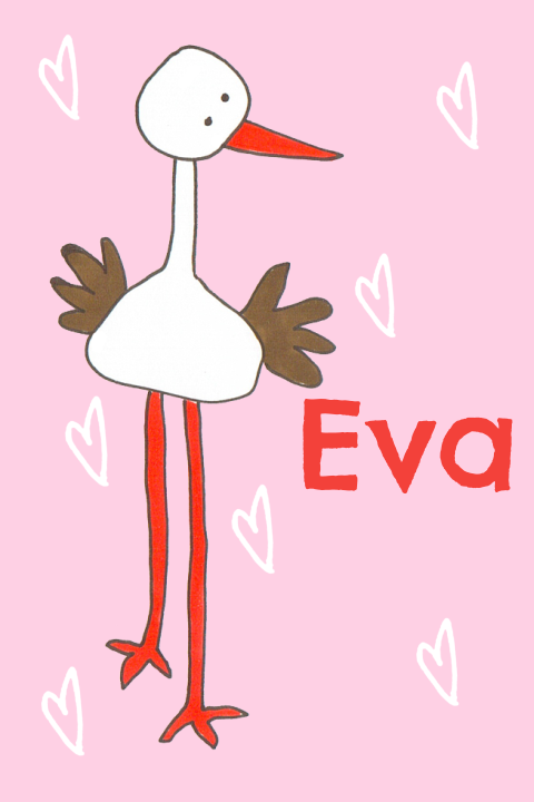 Lief geboortekaartje met ooievaar voor meisjes