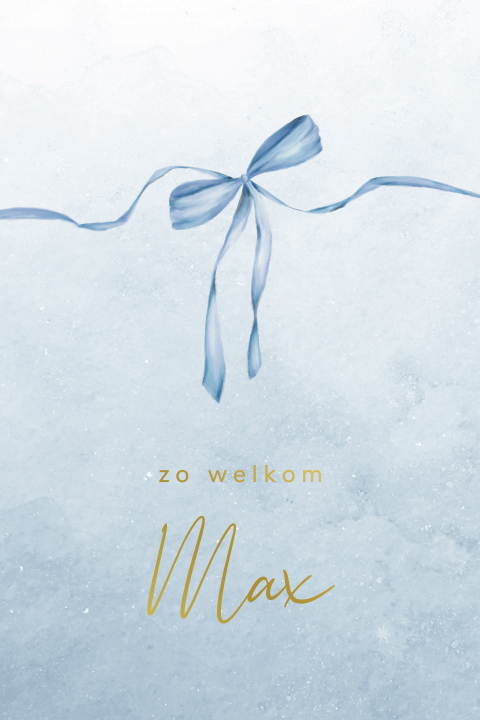 Lief waterverf jongenskaartje met strikje en foliedruk