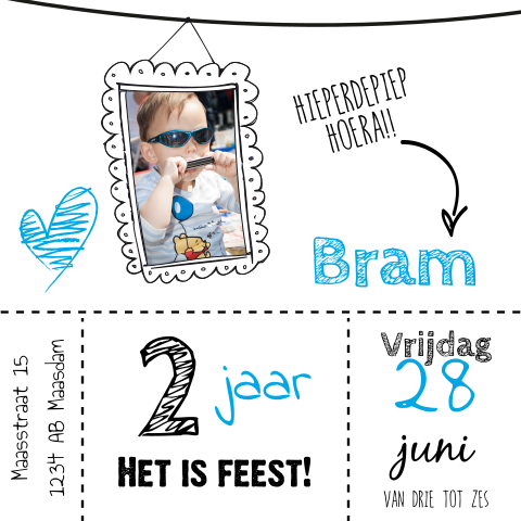 Speelse uitnodiging kinderverjaardag jongen