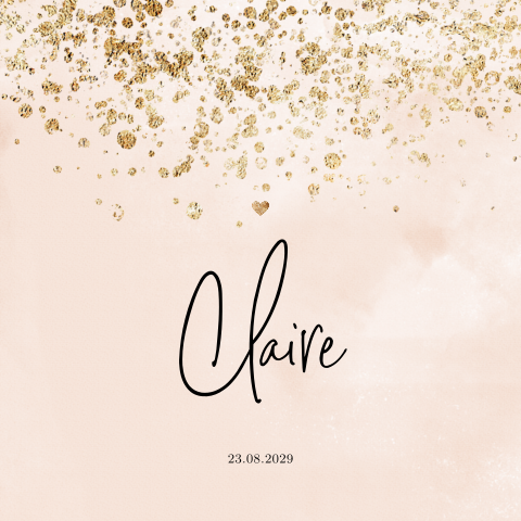 Goud look spetters geboorte kaartje meisje roze