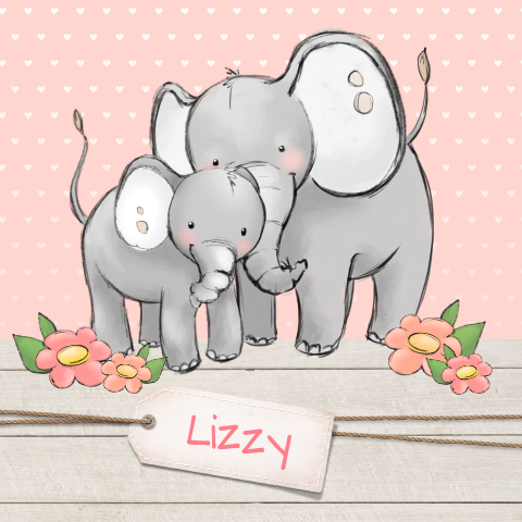 Vrolijk geboortekaartje olifant voor meisje