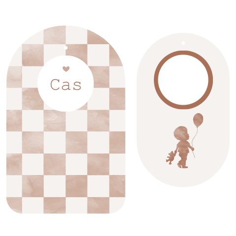 Tweedelig geboortekaartje met jongen silhouet en door kijkje