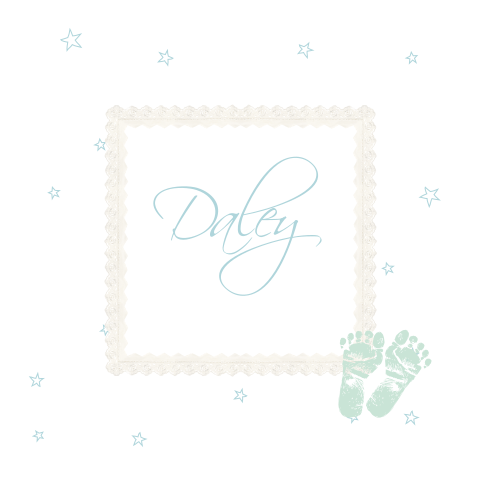 Geboortekaartje met voetjes en sterren