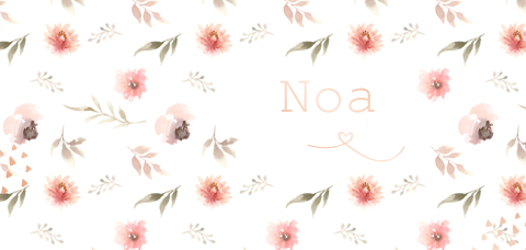 Geboortekaartje meisje met pastel bloemen