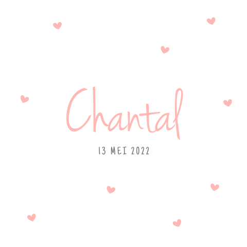 Lief geboortekaartje voor een meisje met hartjes