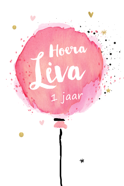 Uitnodiging meisje 1ste verjaardag met roze ballon