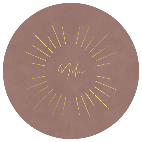 Rond geboortekaartje meisje met zon goudfolie